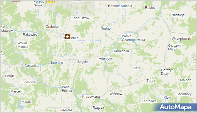 mapa Adamów gmina Dobre, Adamów gmina Dobre na mapie Targeo