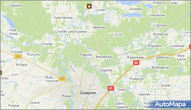 mapa Bierzewice, Bierzewice na mapie Targeo