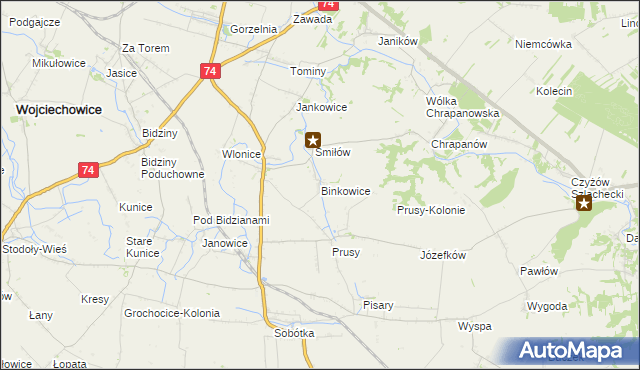 mapa Binkowice, Binkowice na mapie Targeo
