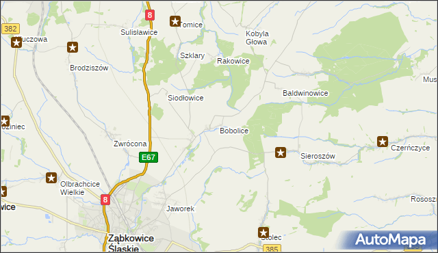 mapa Bobolice gmina Ząbkowice Śląskie, Bobolice gmina Ząbkowice Śląskie na mapie Targeo