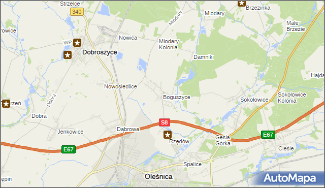 mapa Boguszyce gmina Oleśnica, Boguszyce gmina Oleśnica na mapie Targeo
