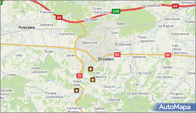 mapa Brzesko, Brzesko na mapie Targeo