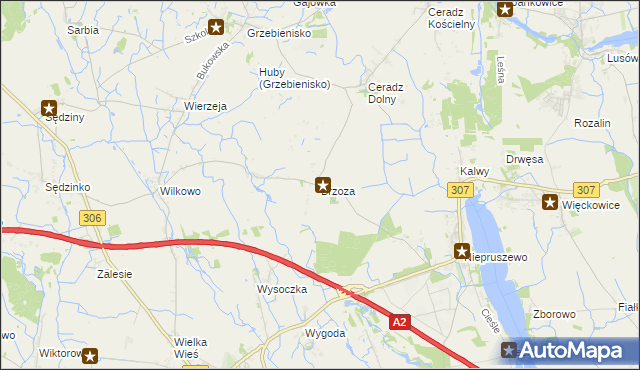 mapa Brzoza gmina Duszniki, Brzoza gmina Duszniki na mapie Targeo