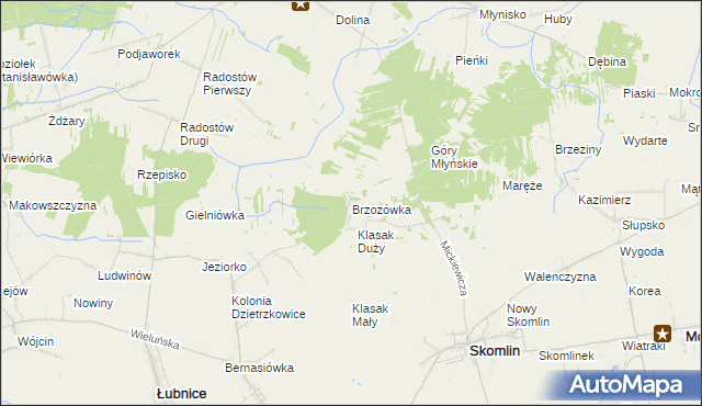 mapa Brzozówka gmina Łubnice, Brzozówka gmina Łubnice na mapie Targeo