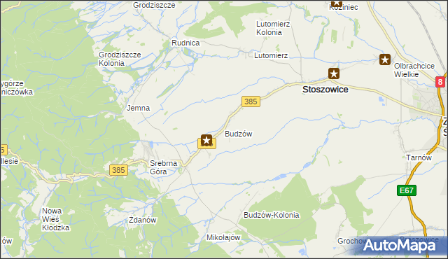 mapa Budzów gmina Stoszowice, Budzów gmina Stoszowice na mapie Targeo