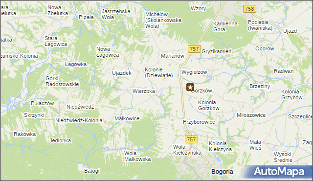 mapa Ceber gmina Bogoria, Ceber gmina Bogoria na mapie Targeo