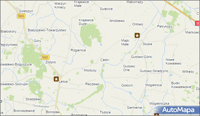 mapa Cetlin, Cetlin na mapie Targeo