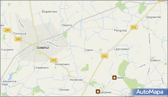 mapa Czerlin gmina Gołańcz, Czerlin gmina Gołańcz na mapie Targeo