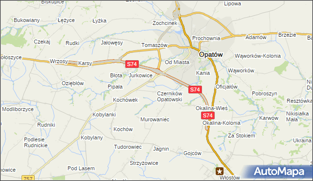mapa Czerników Opatowski, Czerników Opatowski na mapie Targeo