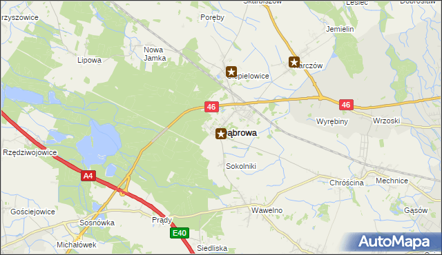 mapa Dąbrowa powiat opolski, Dąbrowa powiat opolski na mapie Targeo