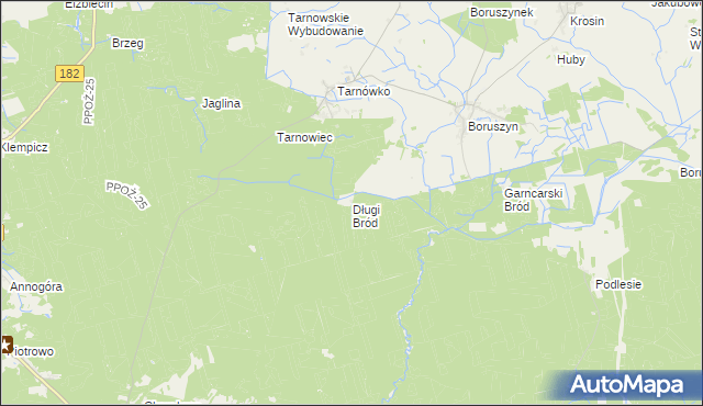 mapa Długi Bród gmina Połajewo, Długi Bród gmina Połajewo na mapie Targeo