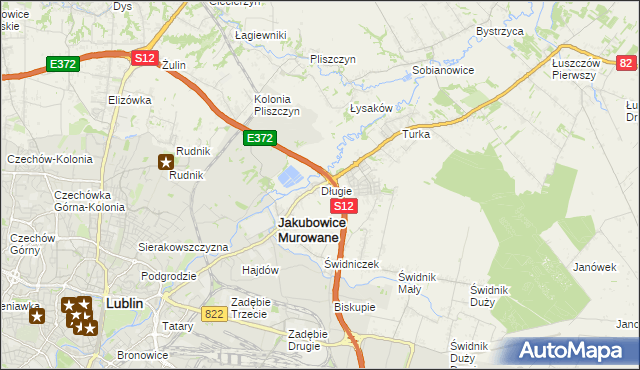 mapa Długie gmina Wólka, Długie gmina Wólka na mapie Targeo