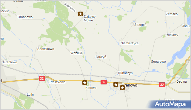 mapa Drużyń, Drużyń na mapie Targeo