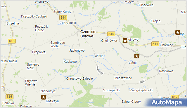 mapa Dzielin, Dzielin na mapie Targeo