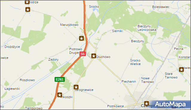 mapa Głuchowo gmina Czempiń, Głuchowo gmina Czempiń na mapie Targeo