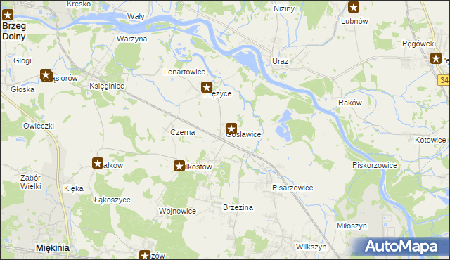 mapa Gosławice gmina Miękinia, Gosławice gmina Miękinia na mapie Targeo