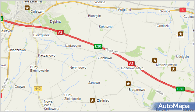 mapa Gozdowo gmina Września, Gozdowo gmina Września na mapie Targeo