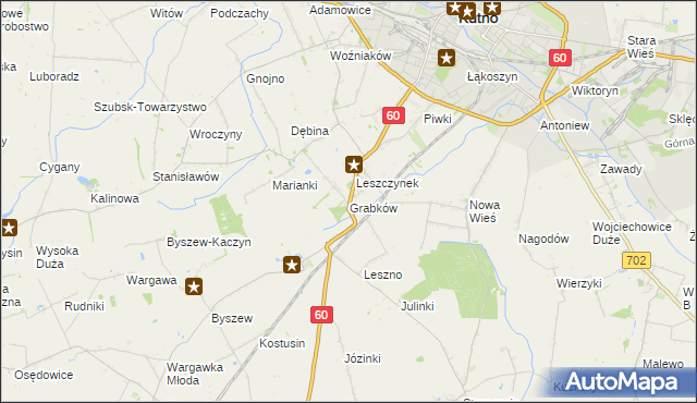 mapa Grabków gmina Kutno, Grabków gmina Kutno na mapie Targeo