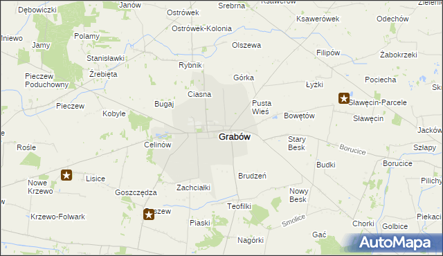 mapa Grabów powiat łęczycki, Grabów powiat łęczycki na mapie Targeo