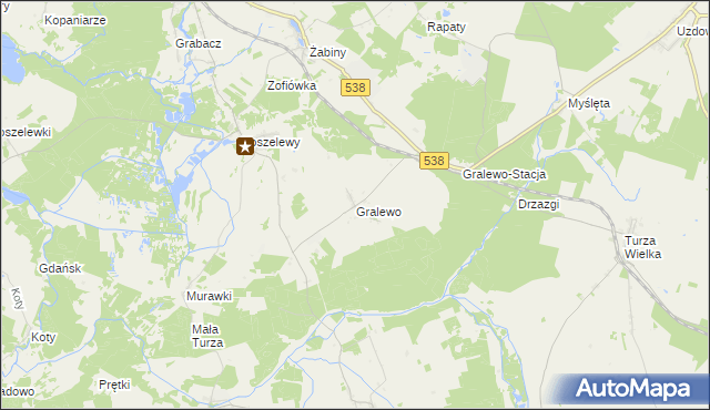 mapa Gralewo gmina Płośnica, Gralewo gmina Płośnica na mapie Targeo