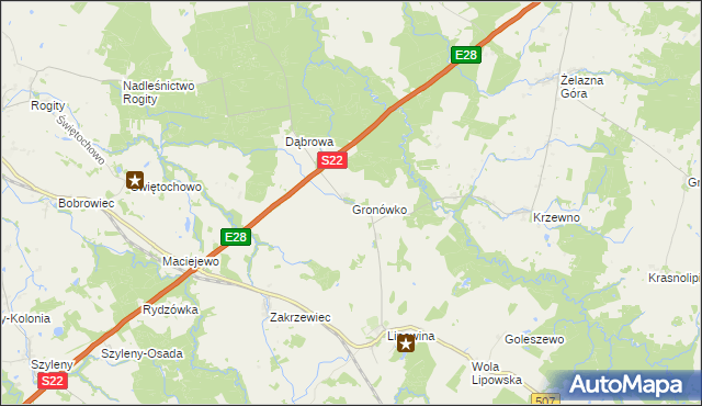 mapa Gronówko gmina Braniewo, Gronówko gmina Braniewo na mapie Targeo