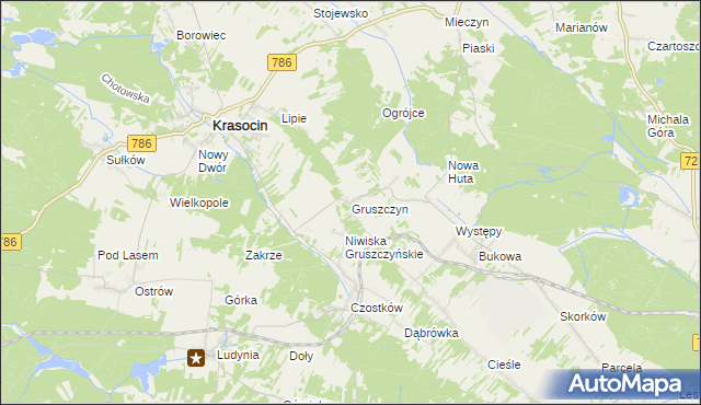 mapa Gruszczyn gmina Krasocin, Gruszczyn gmina Krasocin na mapie Targeo