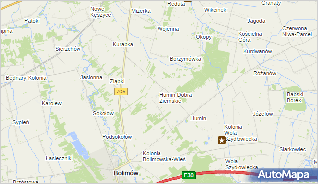 mapa Humin-Dobra Ziemskie, Humin-Dobra Ziemskie na mapie Targeo