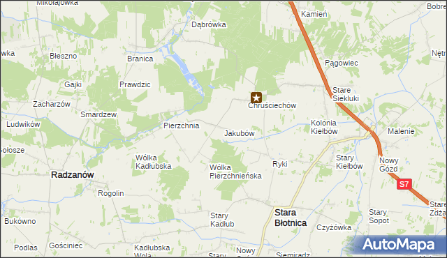 mapa Jakubów gmina Stara Błotnica, Jakubów gmina Stara Błotnica na mapie Targeo