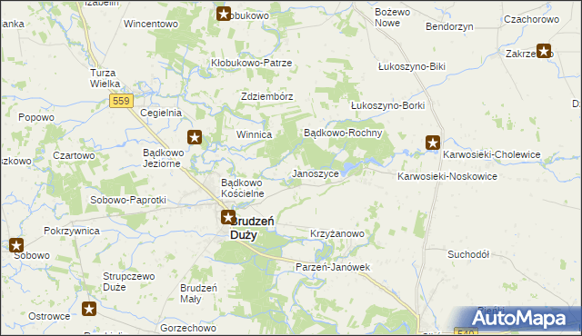 mapa Janoszyce, Janoszyce na mapie Targeo