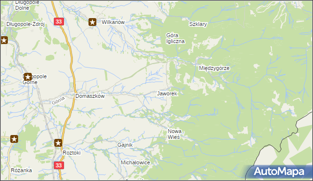 mapa Jaworek gmina Międzylesie, Jaworek gmina Międzylesie na mapie Targeo