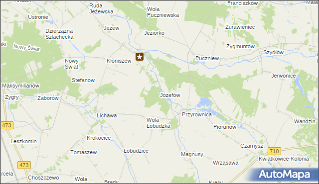 mapa Józefów gmina Zadzim, Józefów gmina Zadzim na mapie Targeo