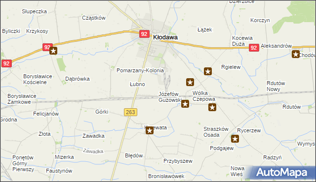 mapa Józefów Guzowski, Józefów Guzowski na mapie Targeo