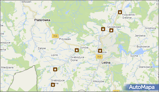 mapa Jurków gmina Leśna, Jurków gmina Leśna na mapie Targeo