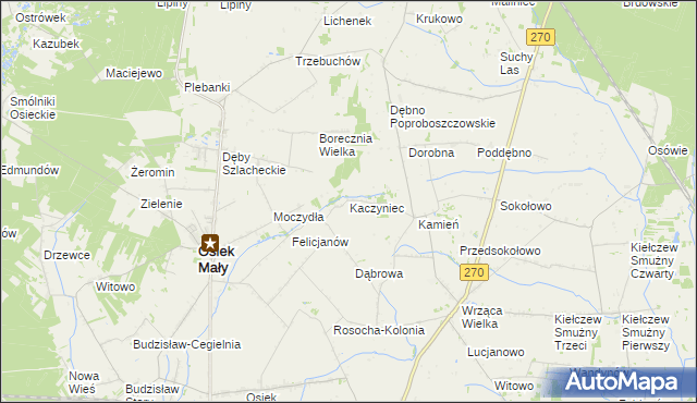 mapa Kaczyniec gmina Koło, Kaczyniec gmina Koło na mapie Targeo