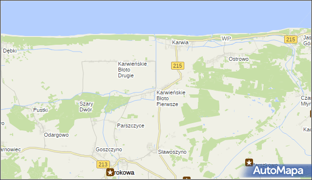 mapa Karwieńskie Błoto Pierwsze, Karwieńskie Błoto Pierwsze na mapie Targeo