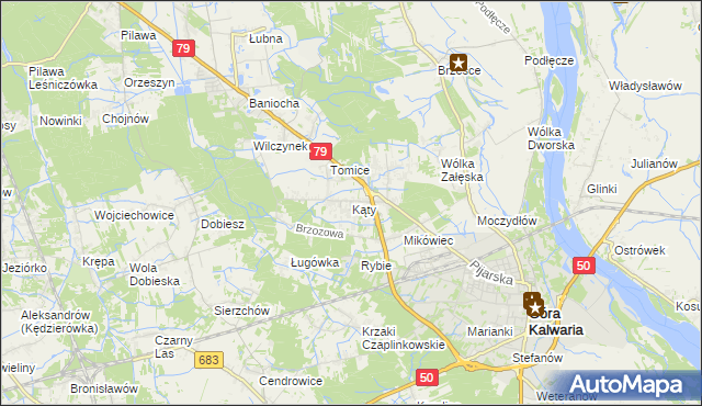 mapa Kąty gmina Góra Kalwaria, Kąty gmina Góra Kalwaria na mapie Targeo