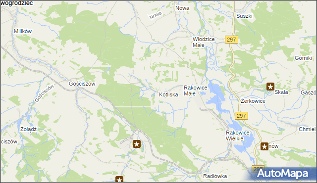 mapa Kotliska gmina Lwówek Śląski, Kotliska gmina Lwówek Śląski na mapie Targeo