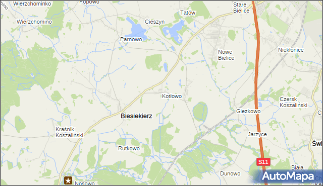 mapa Kotłowo gmina Biesiekierz, Kotłowo gmina Biesiekierz na mapie Targeo