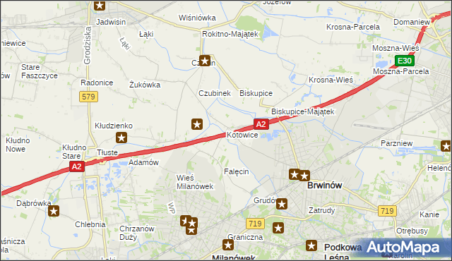 mapa Kotowice gmina Brwinów, Kotowice gmina Brwinów na mapie Targeo