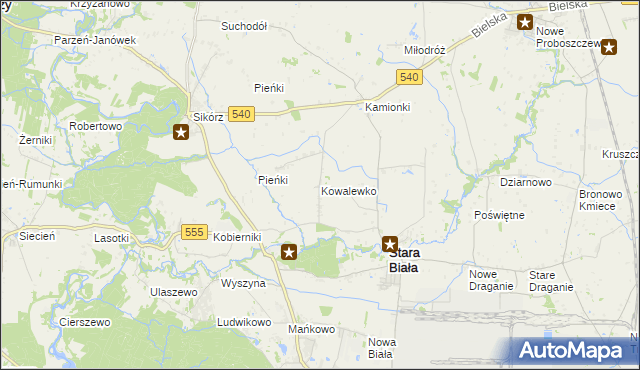 mapa Kowalewko gmina Stara Biała, Kowalewko gmina Stara Biała na mapie Targeo