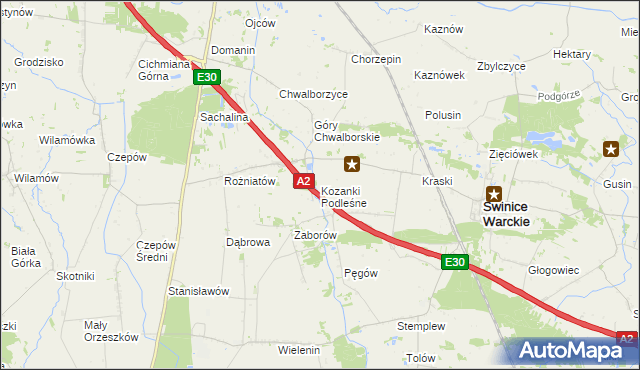 mapa Kozanki Podleśne, Kozanki Podleśne na mapie Targeo