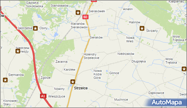 mapa Kozia Góra gmina Strzelce, Kozia Góra gmina Strzelce na mapie Targeo