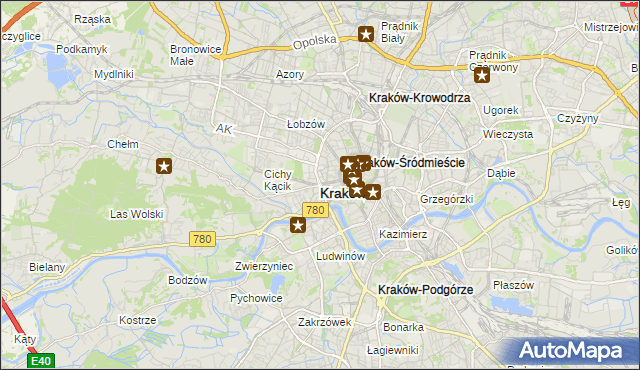 mapa Krakowa, Kraków na mapie Targeo