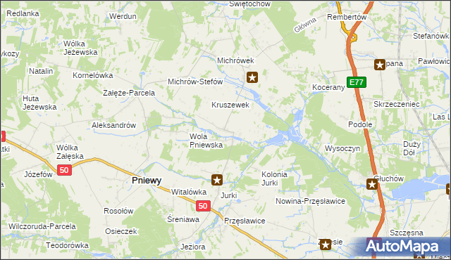 mapa Kruszew gmina Pniewy, Kruszew gmina Pniewy na mapie Targeo