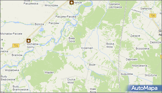 mapa Krzemień gmina Stromiec, Krzemień gmina Stromiec na mapie Targeo