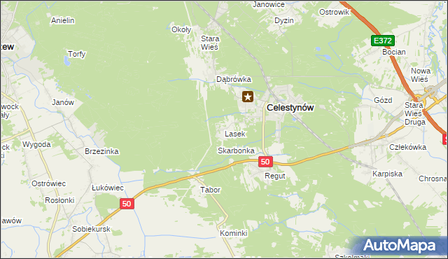 mapa Lasek gmina Celestynów, Lasek gmina Celestynów na mapie Targeo