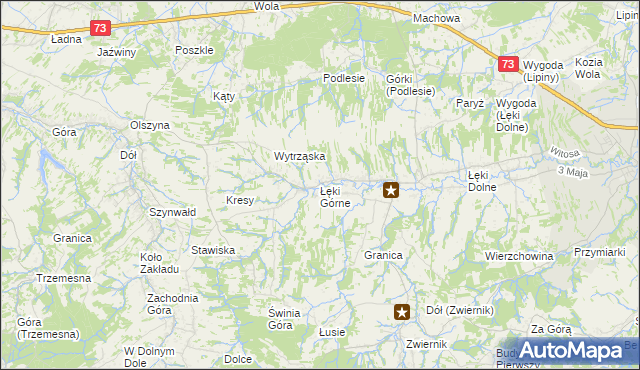 mapa Łęki Górne gmina Pilzno, Łęki Górne gmina Pilzno na mapie Targeo