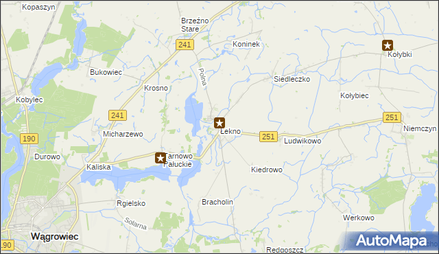mapa Łekno gmina Wągrowiec, Łekno gmina Wągrowiec na mapie Targeo