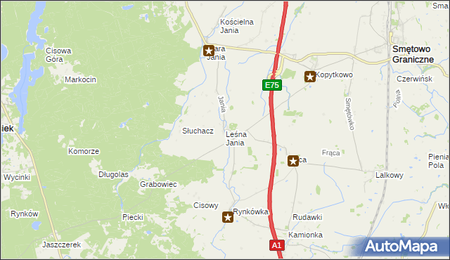 mapa Leśna Jania, Leśna Jania na mapie Targeo