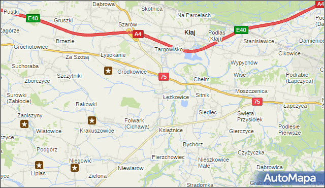 mapa Łężkowice, Łężkowice na mapie Targeo